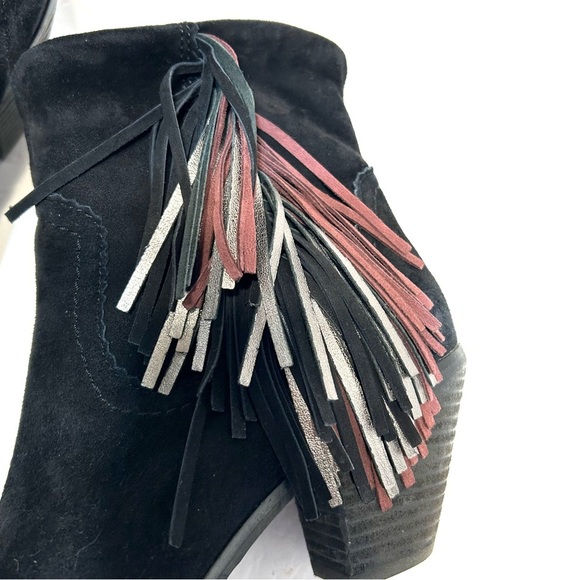 Sam Edelman Louie Ankle Cowgirl Fringe Leather Suede Black Purple Silver Sz 8.5 - Picture 14 of 14